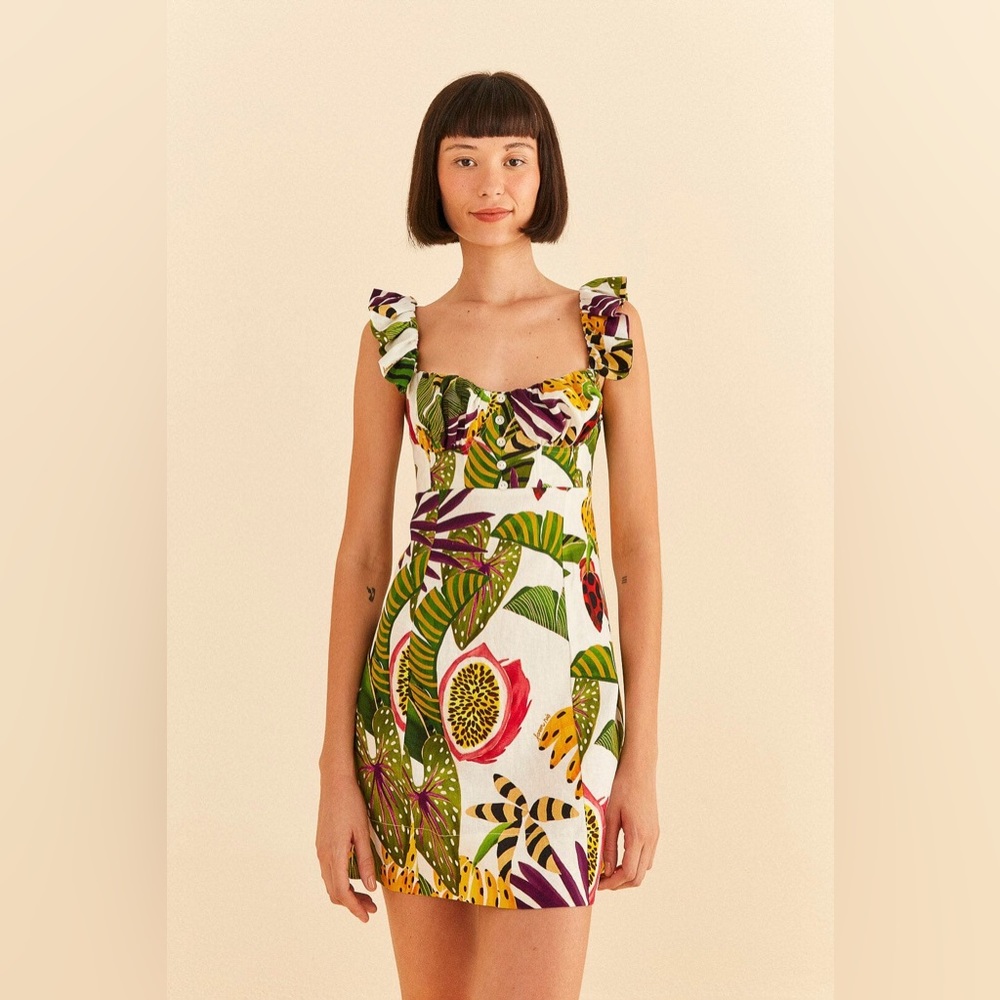 Farm Rio STRIPED FOREST MINI DRESS